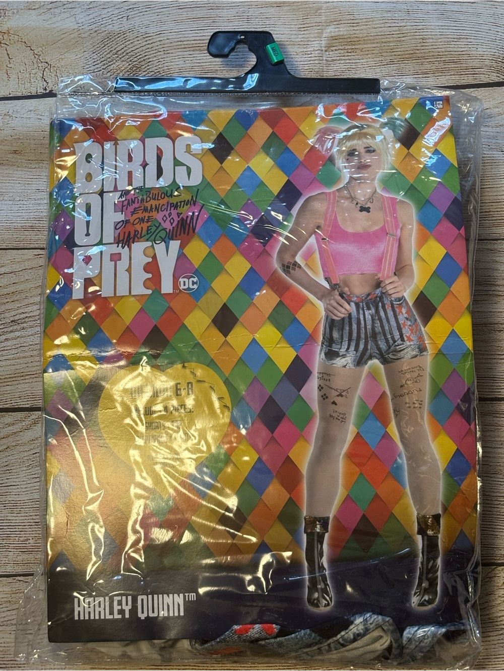 DC Birds of Prey Harley Quinn women’s Costume Set 6-8 M Elastic Stretch & extras